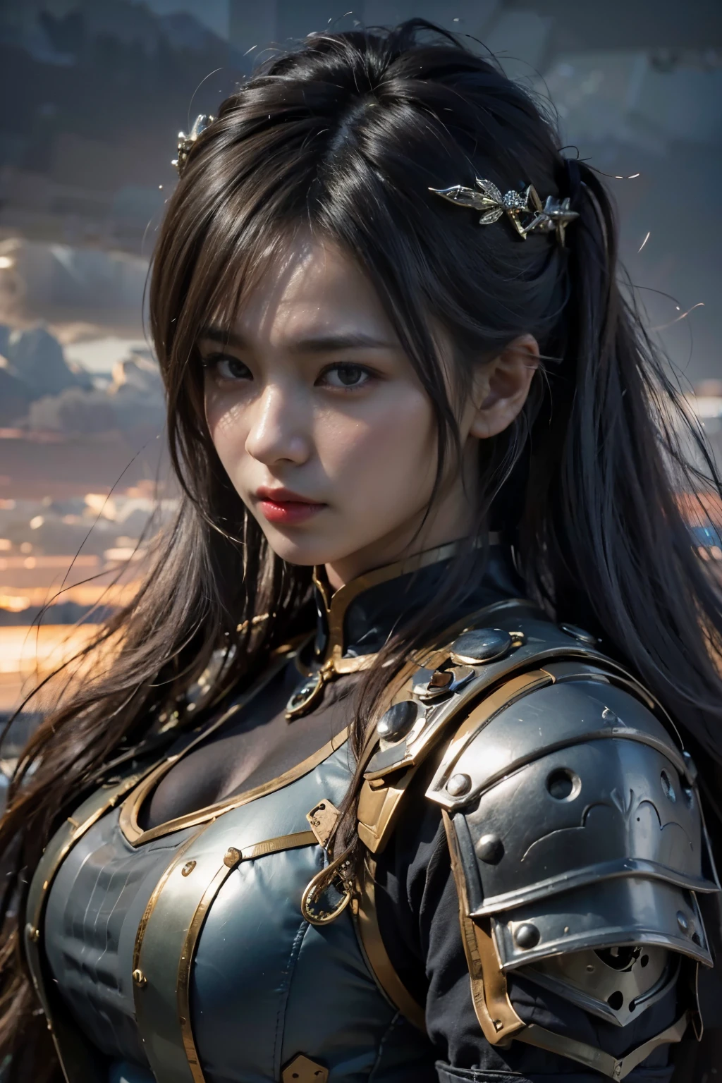 (masterpiece, best quality:1.2), (8k uhd, 16k, 32k, ultra high res), (photorealistic:1.37), (RAW photo), ultimate-realistic, ultimate-realistic details, ultimate-realistic texture, ultimate-intricate details, ultimate-realistic lighting, ultimate-realistic shadow, 1 japanese girl, ultimate-cute face, ultimate-RAW skin, ultimate-realistic eyes, (mechanical:1.4), (armor), full body, wide shot