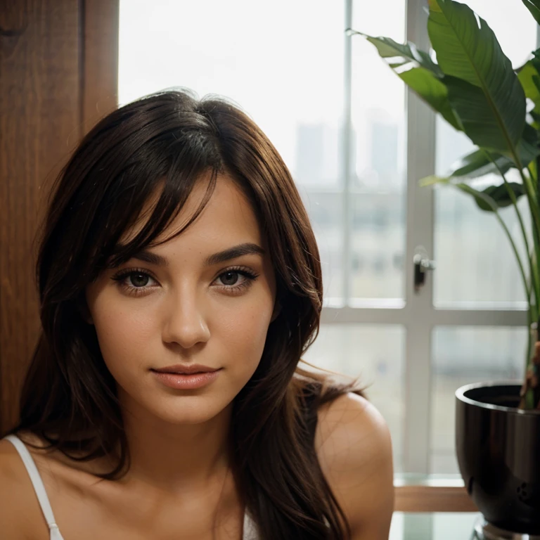 A beautiful woman's face has changed to slender, round eyes, dark eyebrows, a high nose, thin lips that are curved. Long black hair tied back, slim but proportionate figure, large and firm breasts. 35 inch round hips, beautiful big bulging pussy. The limbs are slender and proportionate. Soft white skin Wet gums all over the body