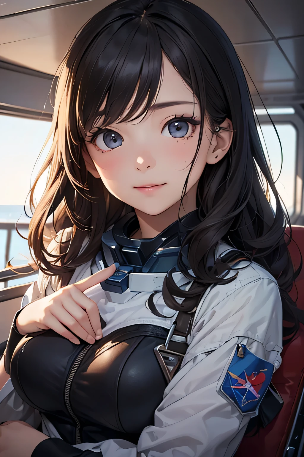 (masutepiece:1.3), (8K, Photorealistic, Raw photo, Best Quality: 1.4), Japanese, (1girl in), Beautiful face, (Realistic face), (Black hair), Beautiful hairstyle, Realistic eyes, Beautiful detailed eyes, (Realistic skin), Beautiful skin, Attractive, 超A high resolution, A hyper-realistic, Highly detailed, Golden ratio,Animated image of girl in uniform riding bicycle and flying in the sky Japan