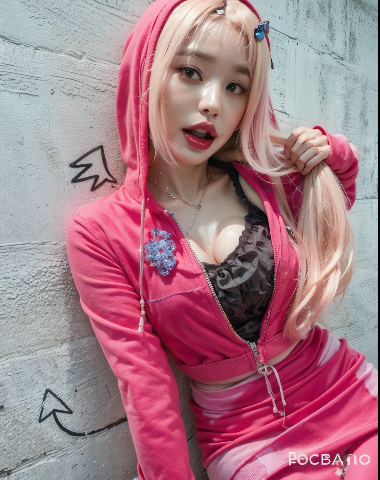 (disable censorship), (real photo), (masterpiece), (high detail), 8k, asian girl with pink hair