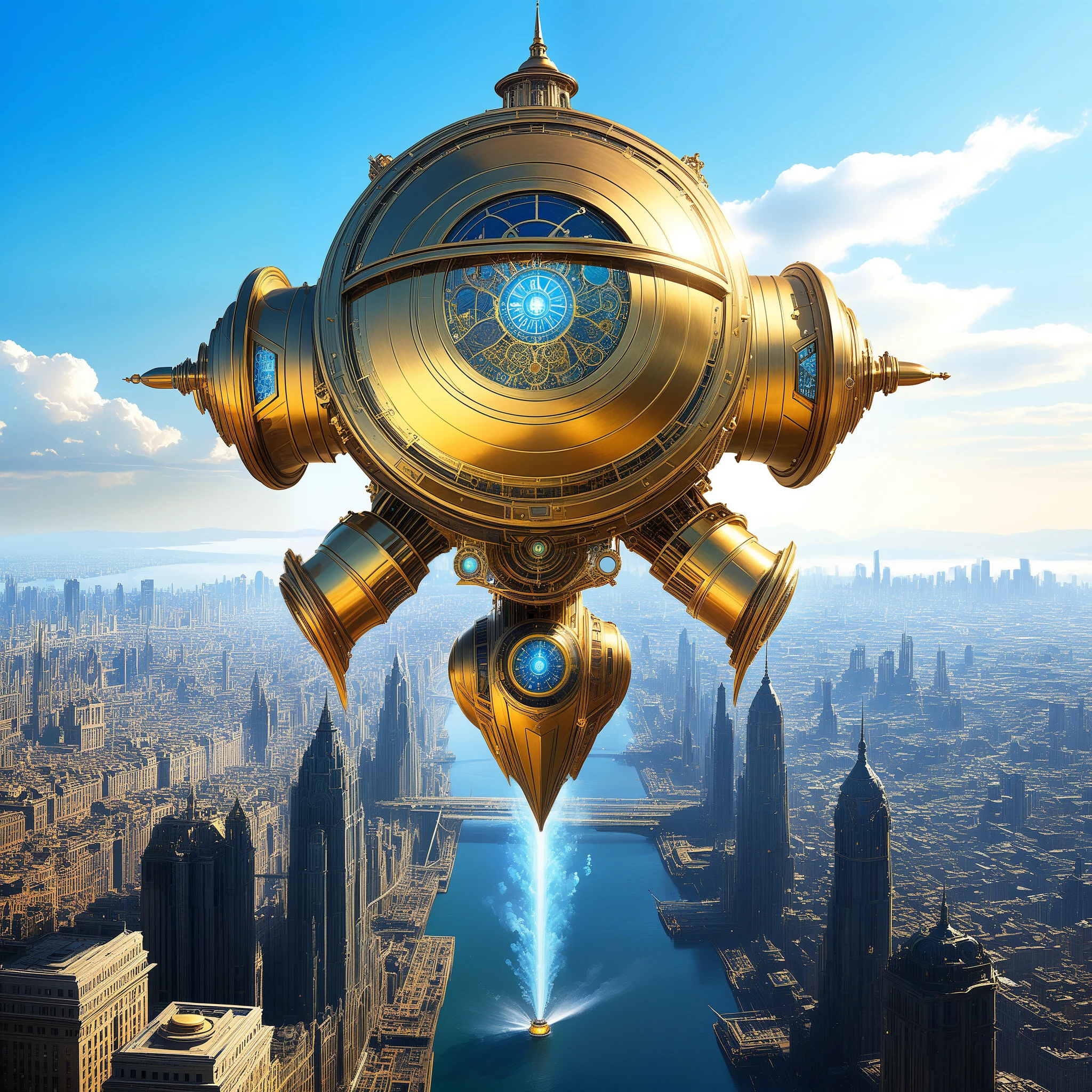 In a world of brass and steam, AI-infused marvels soar amidst towering clockwork edifices, painting the skyline with innovation.