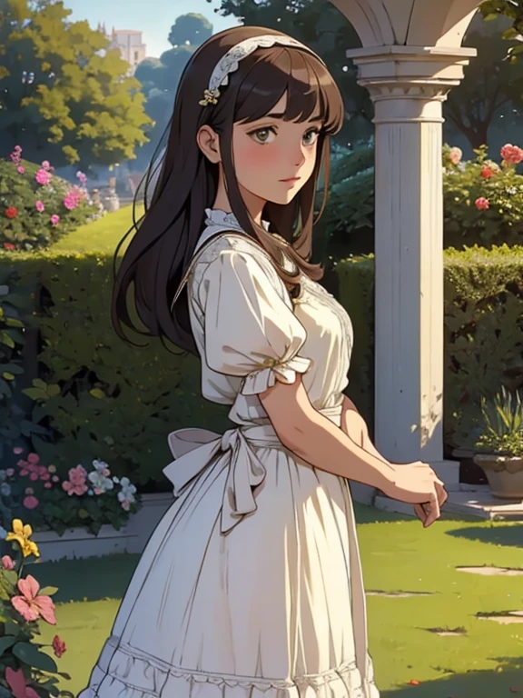 a girl from 1910, garden, palace