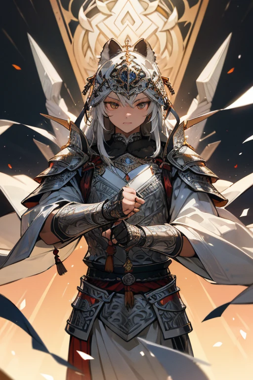 Siberian Tiger、fine armor, Intricate Design, Silver, silk, 8k.sharp、View your viewers、Absolutely strong、