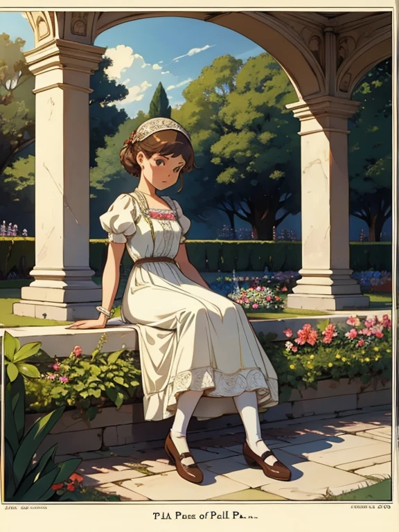 a girl from 1910, garden, palace
