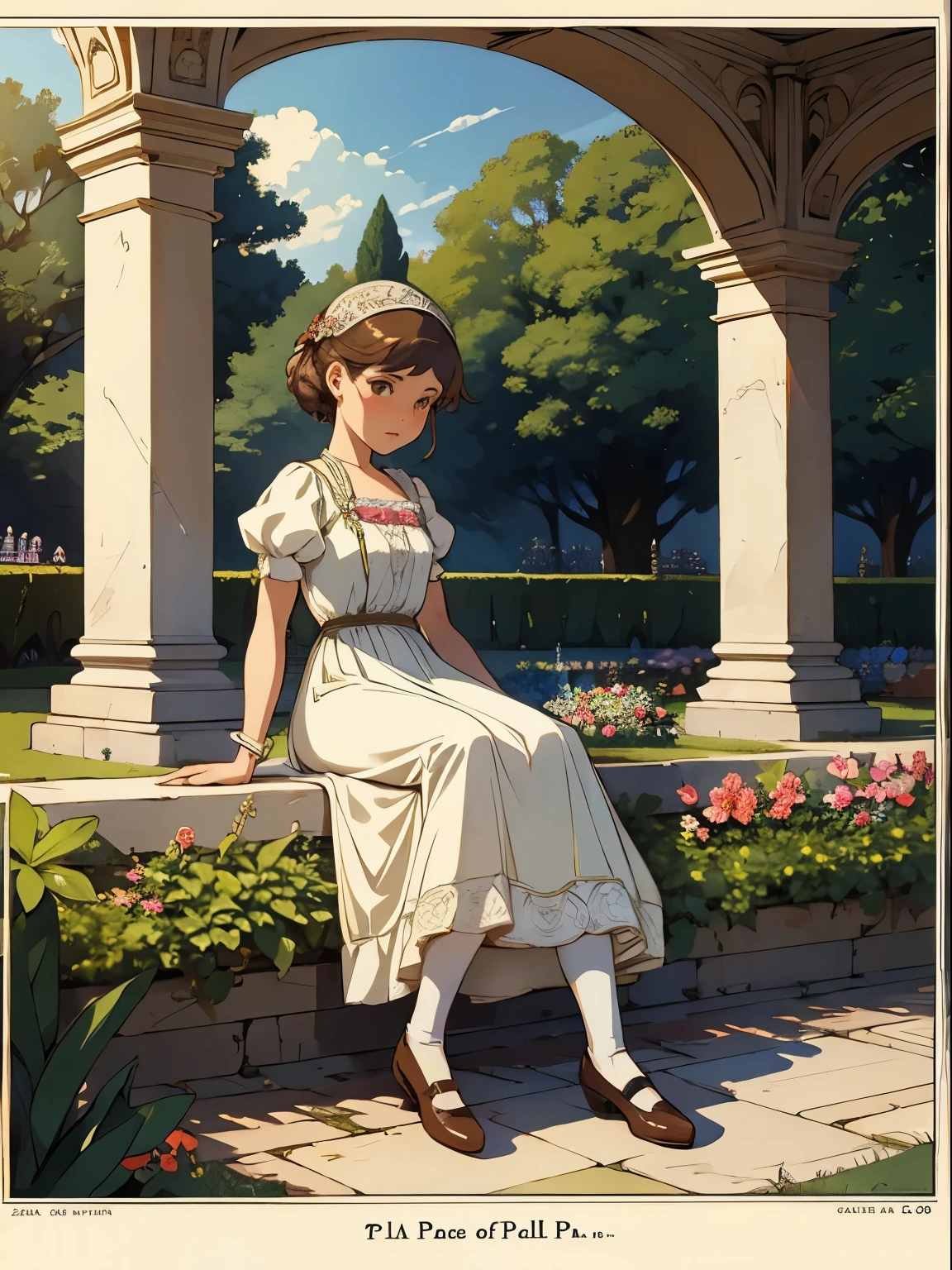 a girl from 1910, garden, palace