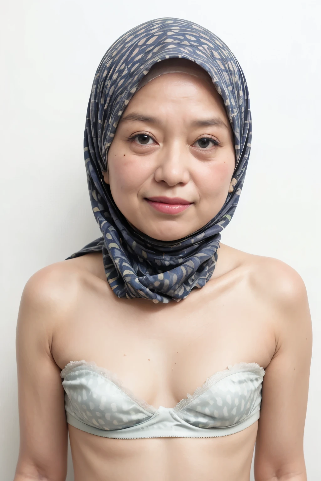 ((Old lady:1.5)), ((FLAT CHEST:1.6)), (Happy smile), (((HIJAB MALAY GIRL))), masutepiece, High quality, UHD 32K, Realistic face, Realistic skin feeling , A Japanese Lady, 58 years old matured lady, , Very cute and baby-like face, (((FLAT CHEST))), (Night time at forest), ((look In front  at the camera and SADNESS)), (((WHITE FLUORESCENT))), (((CUTE GIRL))), ((LIGHT GREEN FLUORESCENT LIPS)), ((Floral Pattern)) little wearing strapless bra, strapless colorful bra, dark night background , black forest night, horror scary place, (from behind up) seductive pose