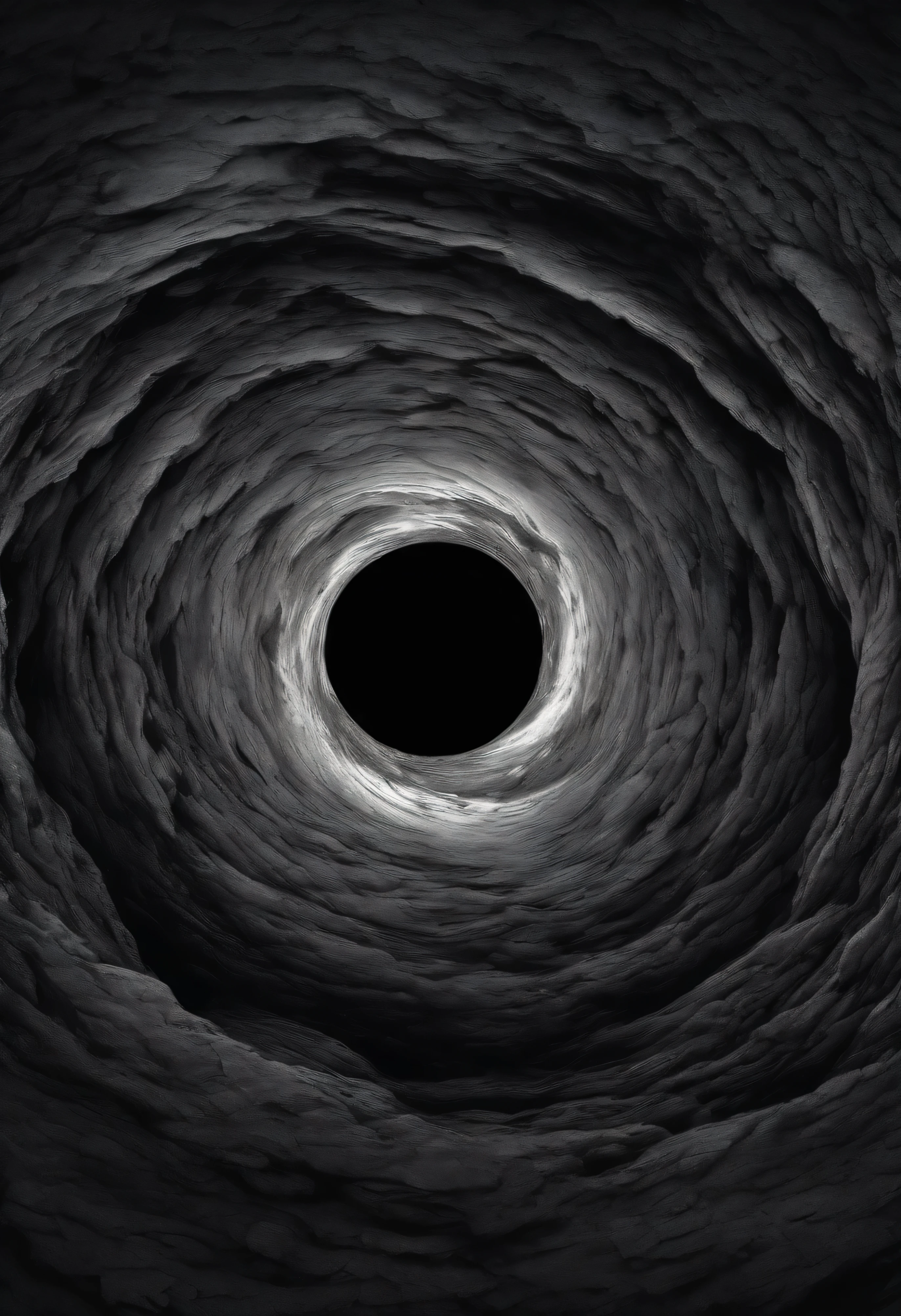 black hole, dark environment, no lights, only dark, centered image