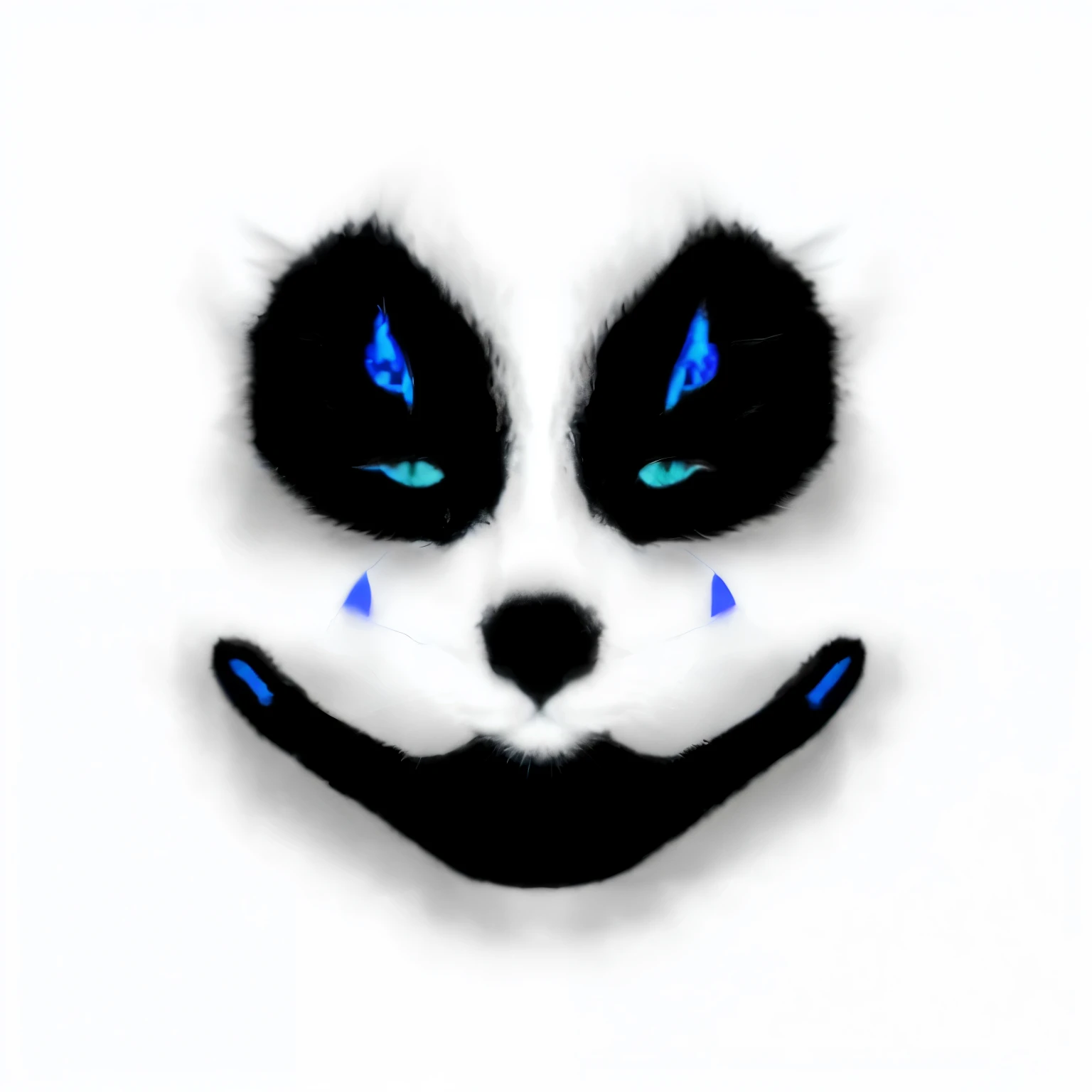 a close up of a black cat with blue eyes and a black background, rorsach path traced, drawn in microsoft paint, ( ( dithered ) ), path traced, ( ( generative ) ), computer generated, without text, computer - generated, shadow, simple path traced, depth map, with glowing blue lights, heavy jpeg artifact blurry