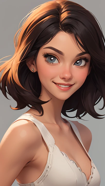 Xena princess warrior portrait mode sensual sesys style Cartoon style digital illustration together boyfriends Cartoon style character portrait mode Character cartoon style facial expression happy beautiful smile and six medium small portrait mode waist up