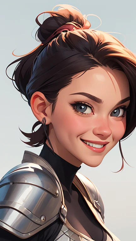 Xena princess warrior portrait mode sensual sesys style Cartoon style digital illustration together boyfriends Cartoon style character portrait mode Character cartoon style facial expression happy beautiful smile and six medium small portrait mode waist up