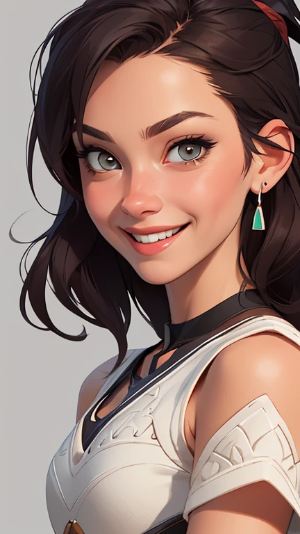 Xena princess warrior portrait mode sensual sesys style Cartoon style digital illustration together boyfriends Cartoon style character portrait mode Character cartoon style facial expression happy beautiful smile and six medium small portrait mode waist up 