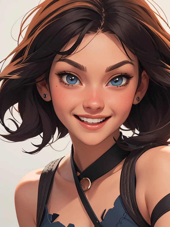 Xena princess warrior portrait mode sensual sesys style Cartoon style digital illustration together boyfriends Cartoon style character portrait mode Character cartoon style facial expression happy beautiful smile and six medium small portrait mode waist up