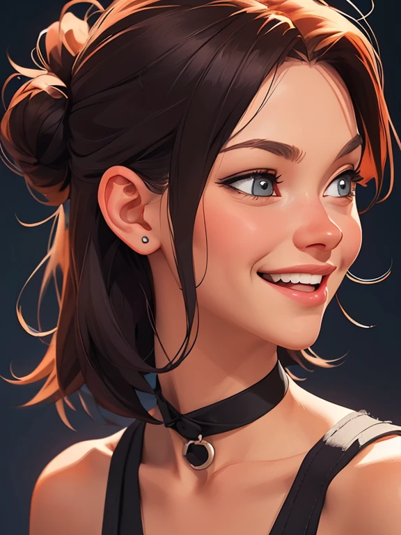 Xena princess warrior portrait mode sensual sesys style Cartoon style digital illustration together boyfriends Cartoon style character portrait mode Character cartoon style facial expression happy beautiful smile and six medium small portrait mode waist up 