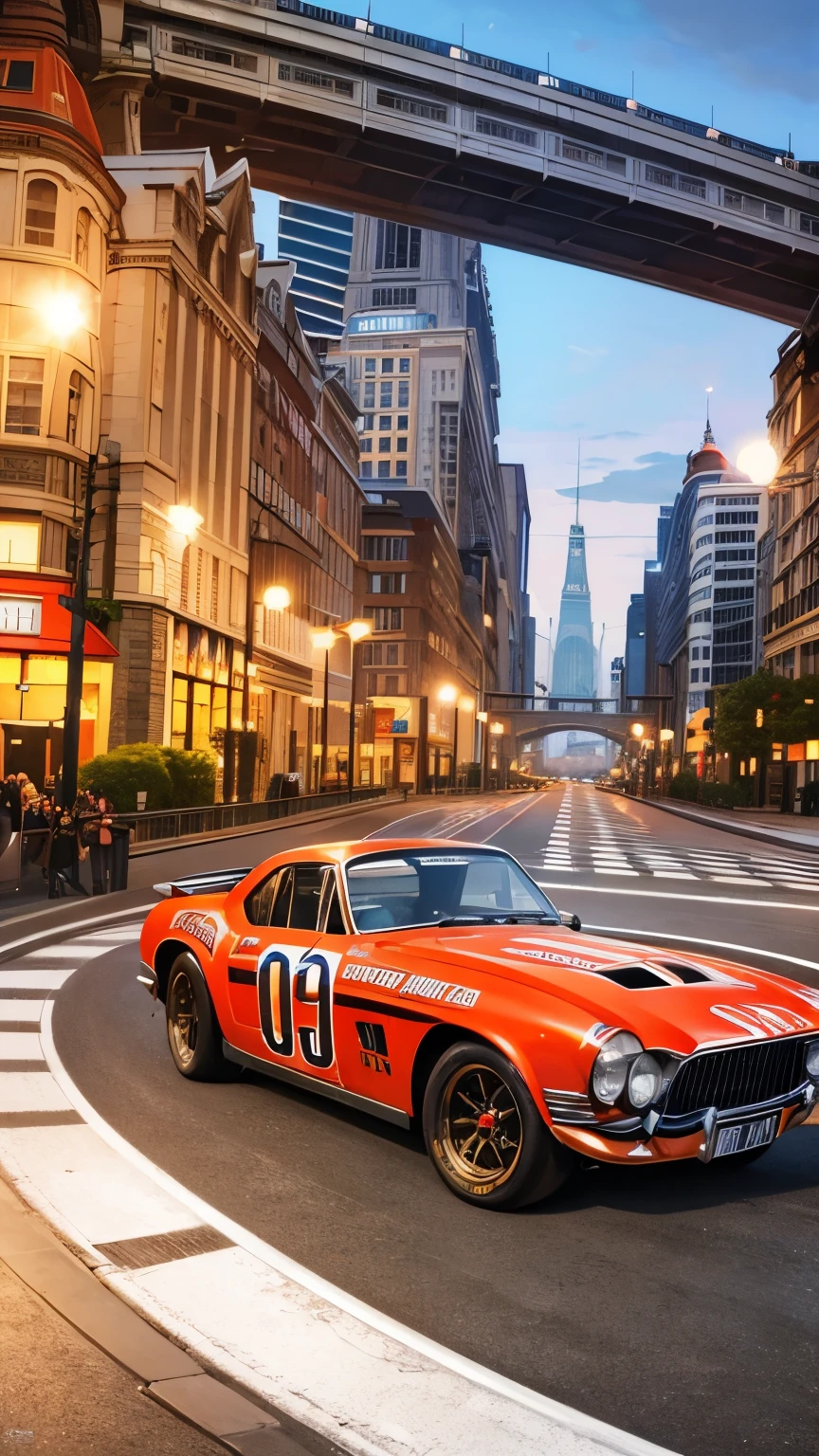 Best quality,4k,8k,highres,masterpiece:1.2,ultra-detailed,realistic:1.37,old racing cars in street about to race,vintage cars,rustic scene,aged asphalt,classic automobiles and engines,adrenaline-filled atmosphere,gritty urban backdrop,weathered paint and worn-out tires,classic car enthusiasts,powerful engines roaring,skilled drivers in leather jackets,driver's goggles and racing helmets,excitement and anticipation in the air,loud cheers from the crowd,old-fashioned streetlights illuminating the scene,timeless charm of the 20th century,racing flags and checkered patterns,prominent racing sponsors' logos,retro race car liveries,smoke drifting from the exhaust pipes,revving engines creating a symphony of sounds,exquisite craftsmanship of vintage car details,vibrant color palette reminiscent of old photographs,energetic brushstrokes highlighting speed and movement,streaks of motion blur capturing the cars in action,aesthetic fusion of nostalgia and adrenaline,street circuit surrounded by tall buildings and cityscape,vivid colors,sharp focus,studio lighting,bokeh.