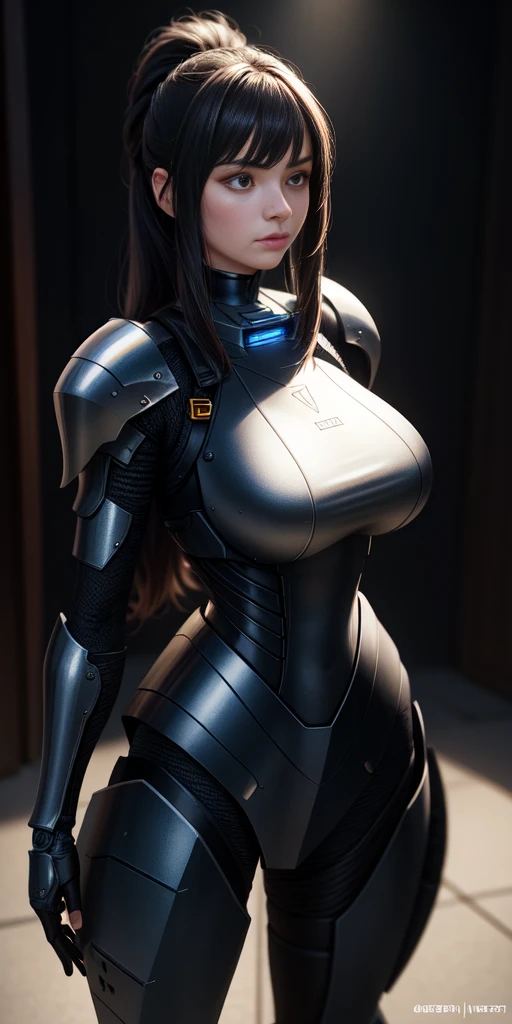 Majestic, 20 yo girl, stealth armour dress, large breasts:1.3, Cyberprep, amigurumi, portrait, Zbrush rendering, motion blur, interactive, clean colors, Dreamcore, flashlight lighting, realistic dramatic lighting, highly detailed environment, cinematic quality, Redshift rendering, 4k