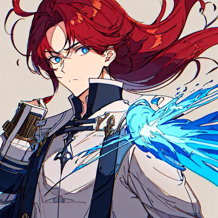 I am a nineteen-year-old young man., He had fiery red hair and a necromancer's staff, his fiery red hair flowing down to his shoulders.., A sharp contrast to the typical black or brown shades of its peers.. In his hands, he held a wooden cane, Decorated with ancient symbols and amulets to manipulate the supernatural world of hair.. His intense eyes hinted at the power hidden within him.., Makes onlookers interesting and cautious.. He wore a simple tunic., reveal something strong, strong muscles in the arms, Sprinkling the ashes of the burnt offering. his eyes shined
