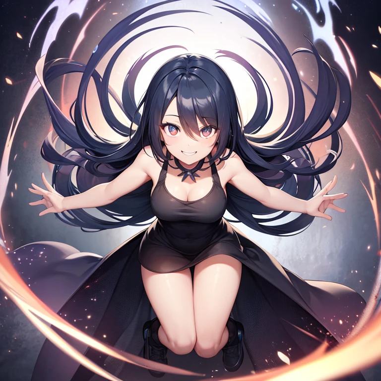 looking at viewer crazy eyes crazy smile full body