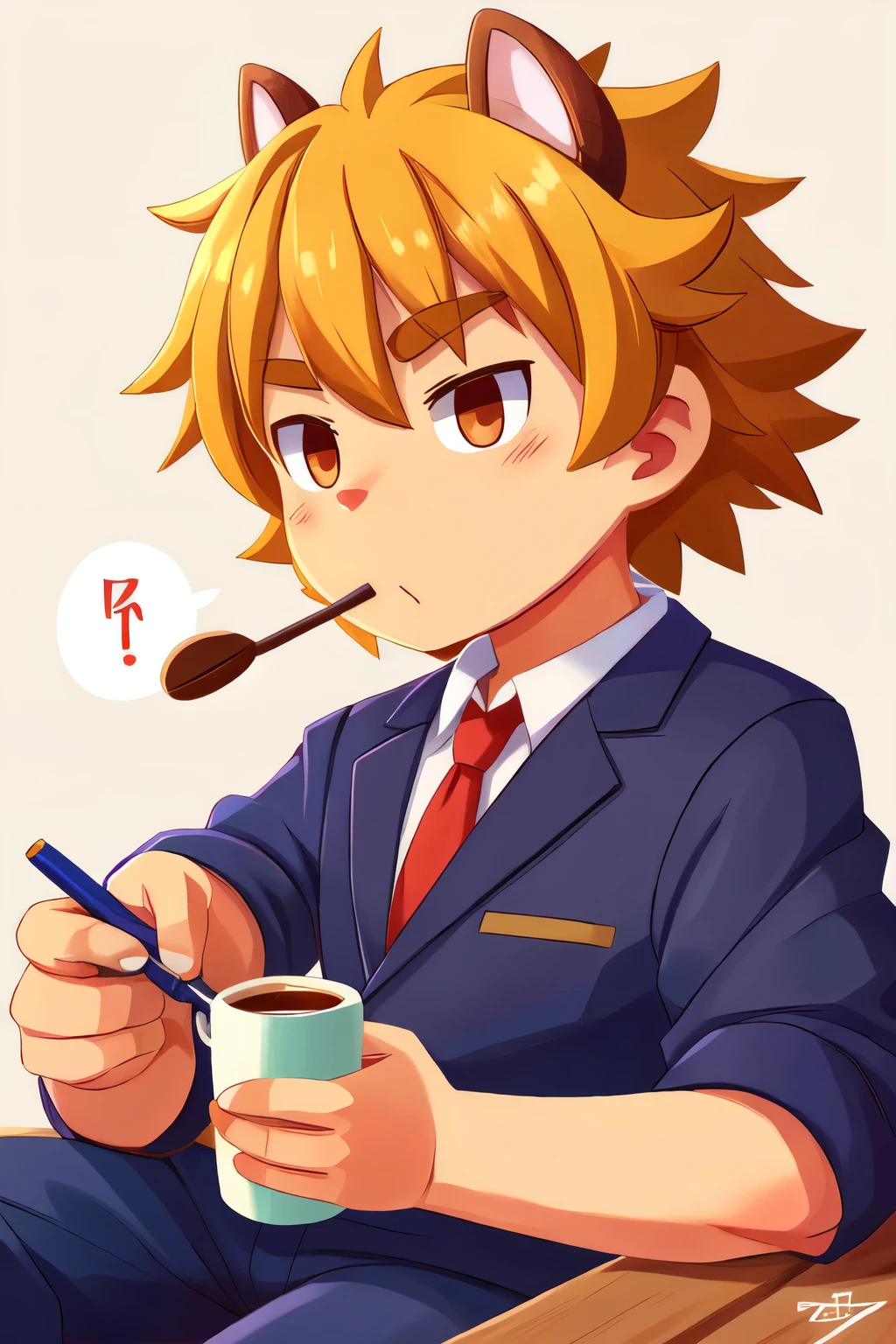 draw an anime drawing of a male character drinking coffee ,((melhor qualidade)), ((obra de arte)), (detalhado), 