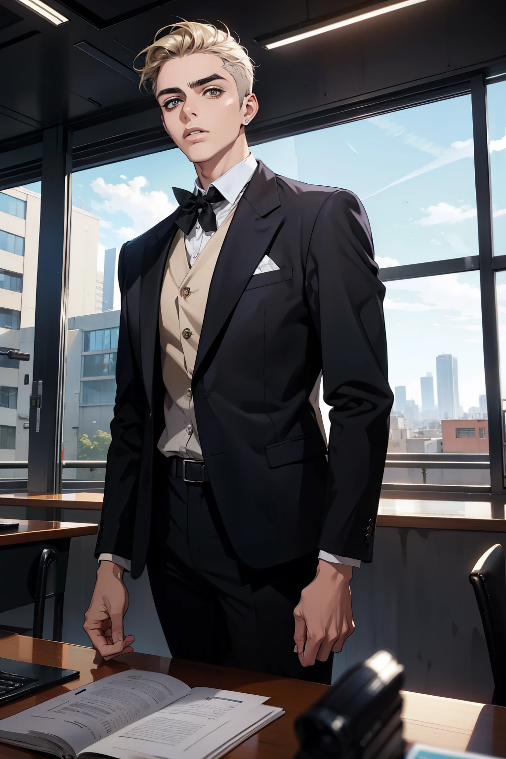 cara legal,Menino estudante,faculdade em idade,extremamente bonito,cabelo curto detalhado,Business suit,In fashion,A high resolution,Precisar,fotorrealista,realist,real
