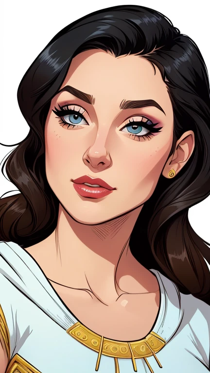 estilo de desenho (animado:1), mulher Imagem de desenho animado de uma mulher, Best Quality, Masterpiece, High Detail, Realistic, High Definition, Leanna Decker as (Dejah Thoris:1), (film Star:1), black hair, (gold jewelry:1), Ancient, Night, (nearly naked:1), Seduction, an erotic face, expressive face, beautiful Martian princess, detailed exotic eye makeup, detailed face, detailed skin, garota super fofa, authoritarian would be facial expression, cartoon style illustration, estilo de arte dos desenhos animados, estilo de arte dos desenhos animados, digital illustration style, design de personagens altamente detalhado, arte digital detalhada fofa, City fan art, design de persona gem retrato, beautiful digital illustration, retrato de alta qualidade, arte em quadrinhos, retrato do design do personagem, white background Buso and (big breasts:1) female