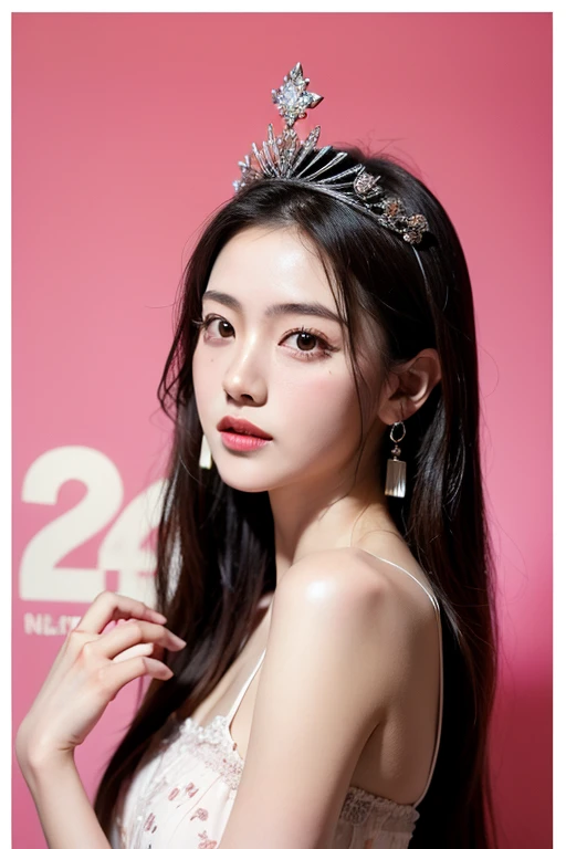 一个Digital countdown为主题的直播海报，The main body of the poster is numbers。The background is pink，The elements that need to be included are：1.crown。2.Digital countdown。No portrait。