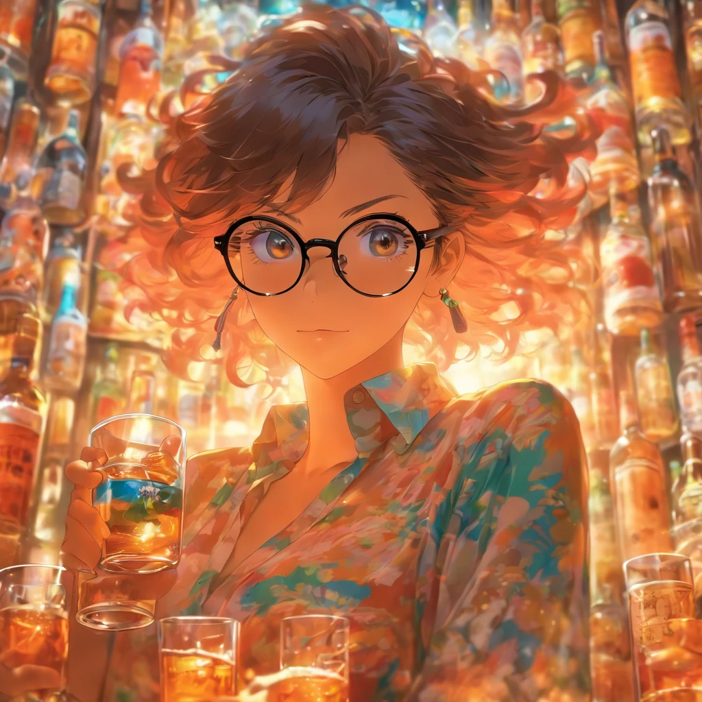 See-through shirt woman Glasses liquor