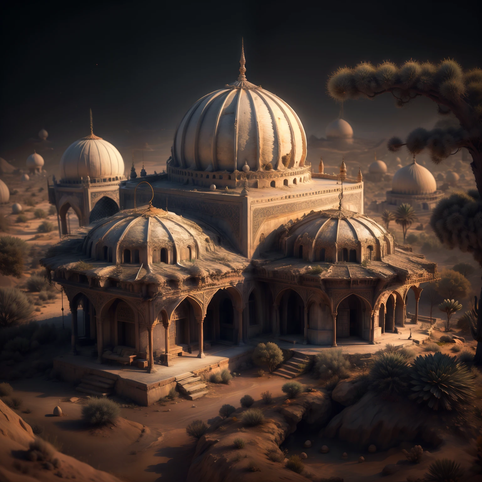mosque,desert,Arab,One thousand and one nights,((best quality)),((masterpiece))