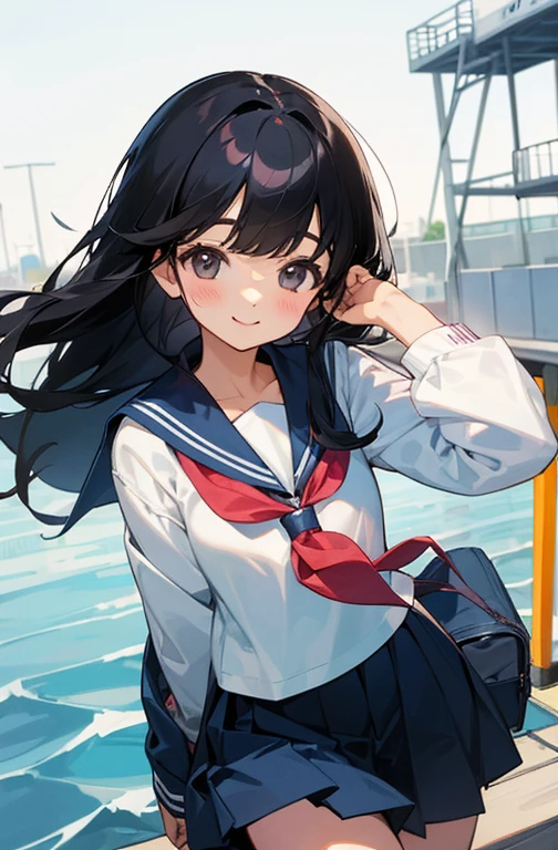 Cute Girls、Black Hair、Bangs、Sailor suit、Heading to school、smile、