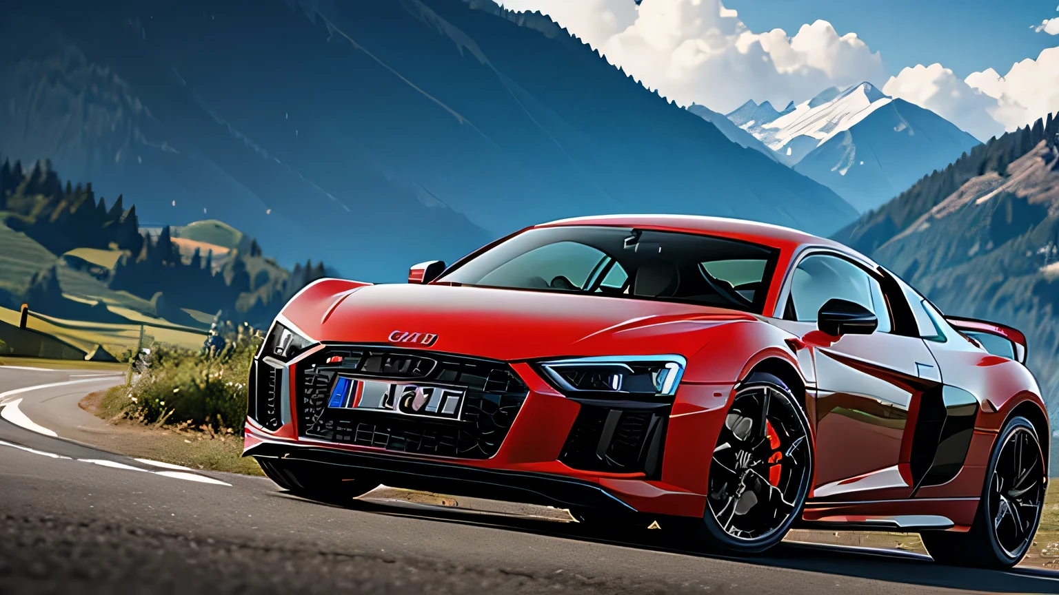 AUDI R8 ON ROAD MONTAIN