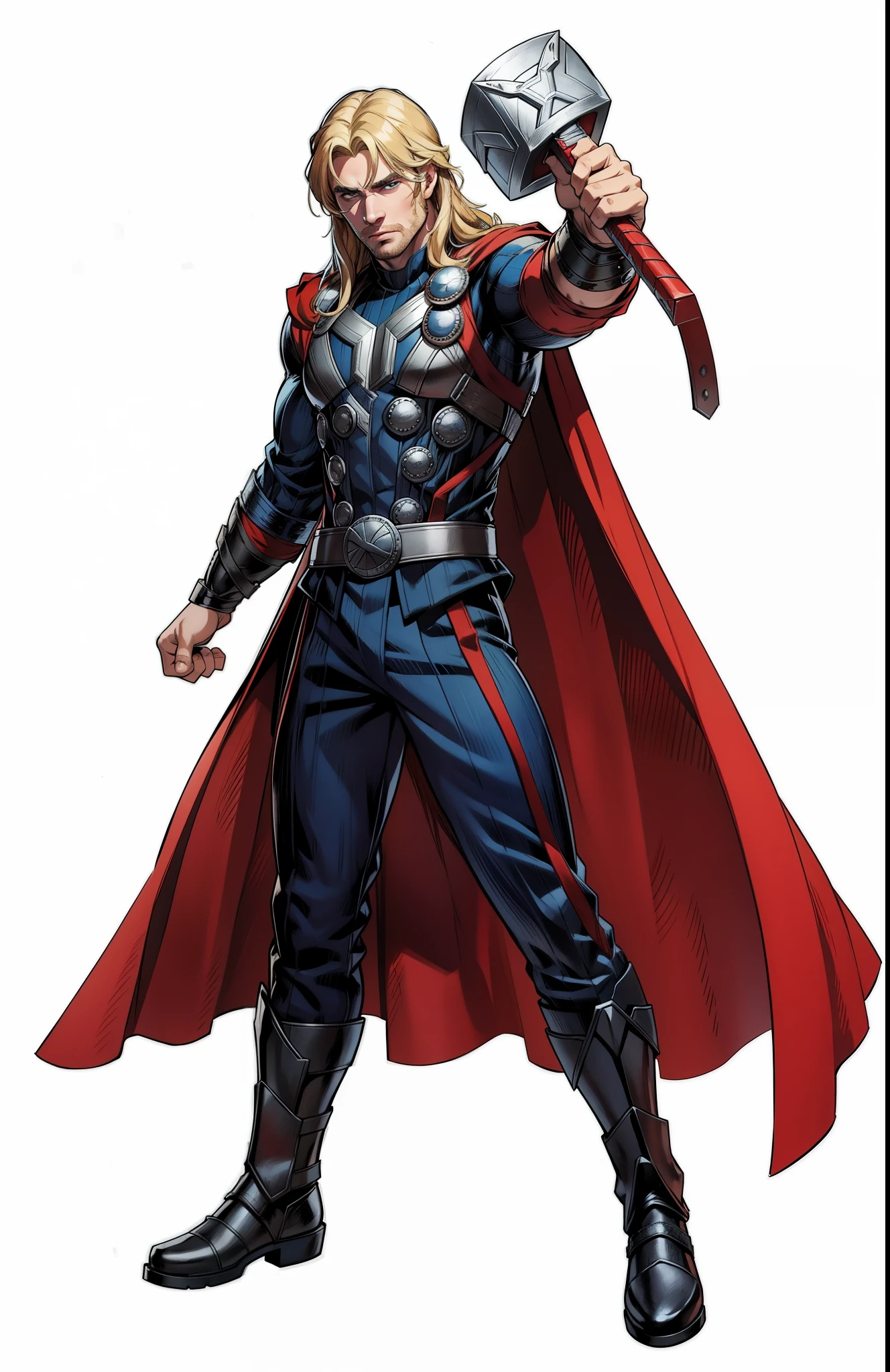 Thor, Christopher Hemsworth, Marvel MCU, extremamente realista, muito bonito, forte, Mjölnir hammer,