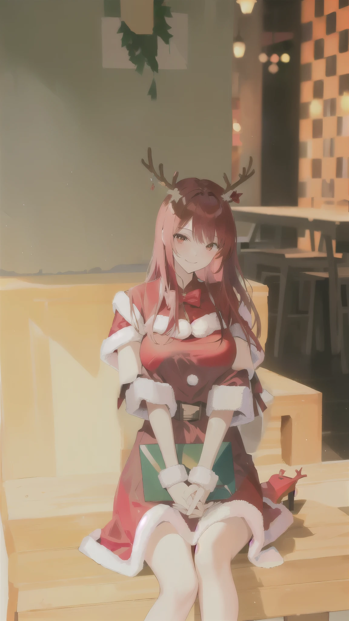 Hands holding a box of Christmas gifts