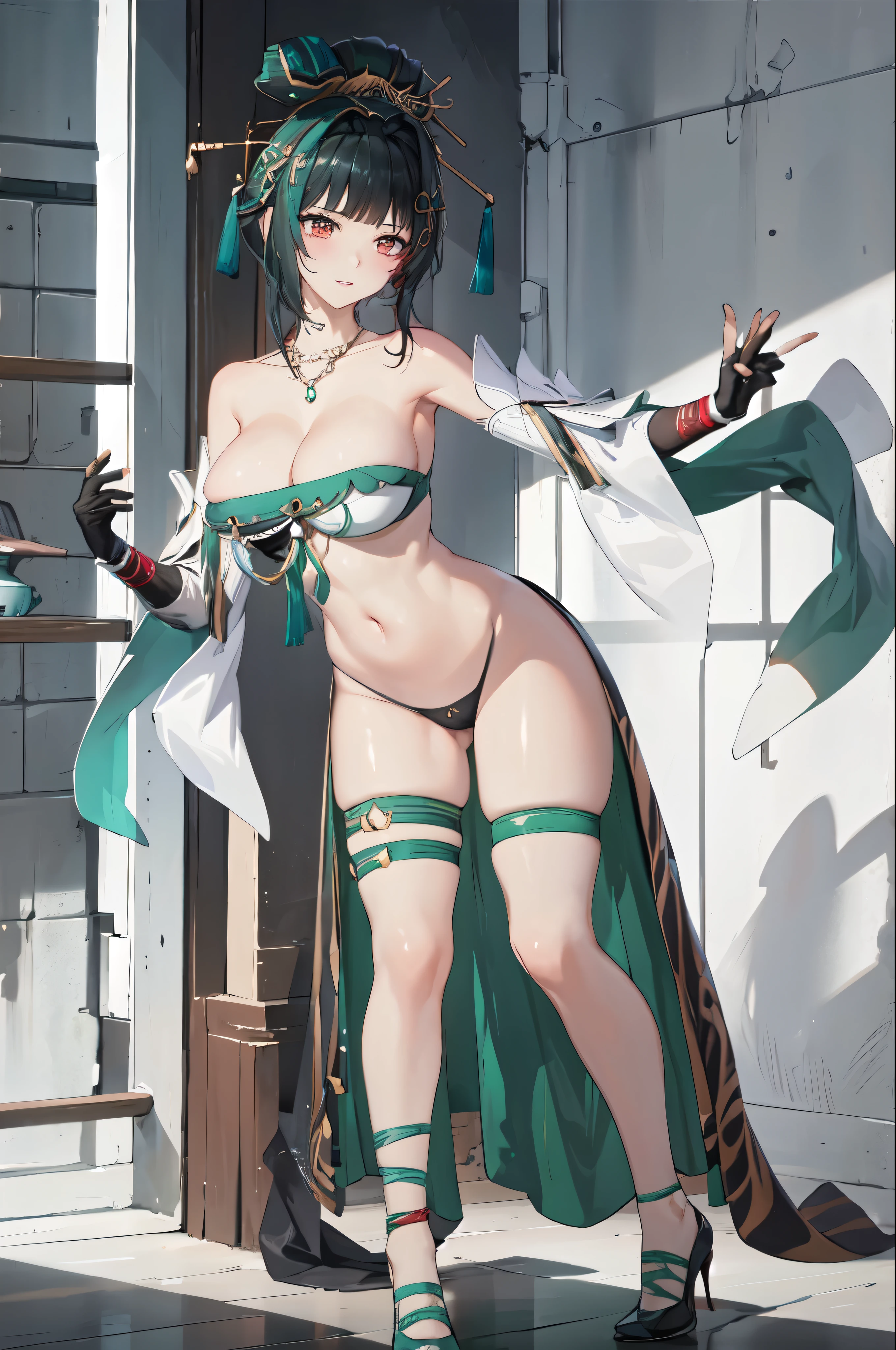 masterpiece, best quality BREAK solo, china dress, highres, 1girl, standing, (large breasts), mature female, hanying, Full body drawing, (masterpiece), (best quality), (hyperdetail), (illustration), ((extremely delicate and beautiful)), (detailed light), (prefect's body), full body drawing, dancer, Hanying, HanYing, sexy, sexy belly, sexy belly line, sexy belly button