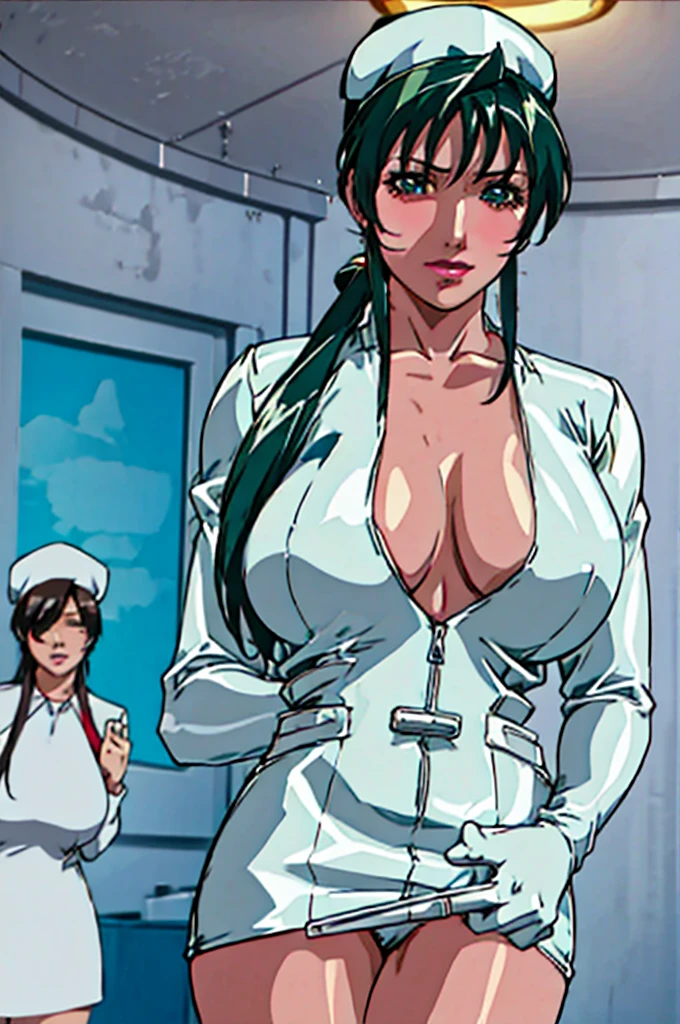 nurse uniform,hospital, latex nurse suit,nurses,busty,elbow gloves,labcoat,dark green hair woman,white eyes , gigantic ,medical instruments,asian nurse,two nurses,speculum,examination room,oversize ,big ass ,strap on, lay on table ,legs spreaded,giving birth,gyno chair , dentist,Milf,latex,green uniform