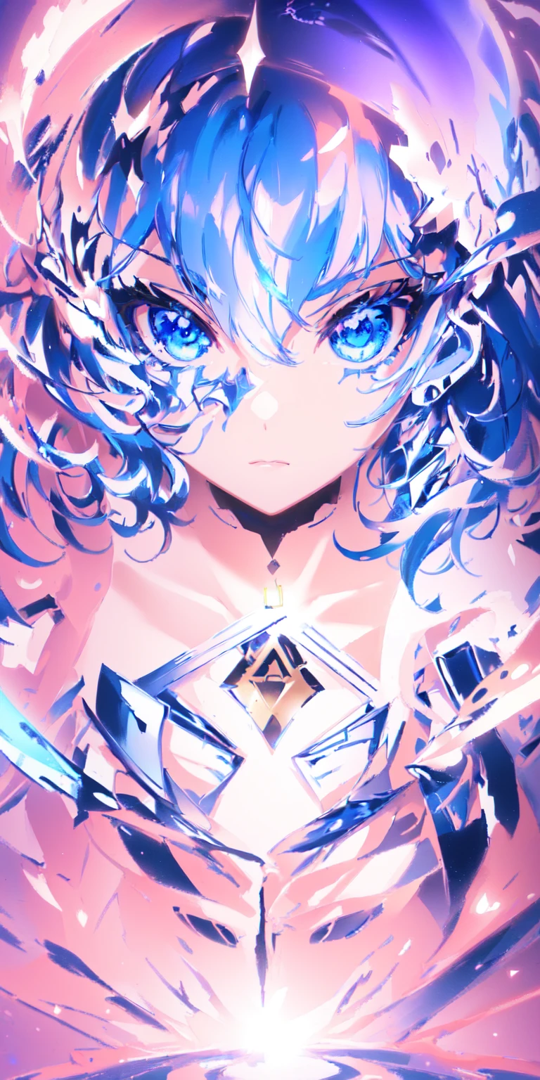 A girl with long hair and blue eyes is surrounded by colorful lights, Detailed digital anime art, detailed Key Anime Art, anime art wallpaper 4k, Best Anime 4K Konachan Wallpaper, anime art wallpaper 4k, Anime Style 4k, Demon Slayer Art Style, Key Anime Art, Persona Art Style, anime wallpaper 4k, anime wallpaper 4k