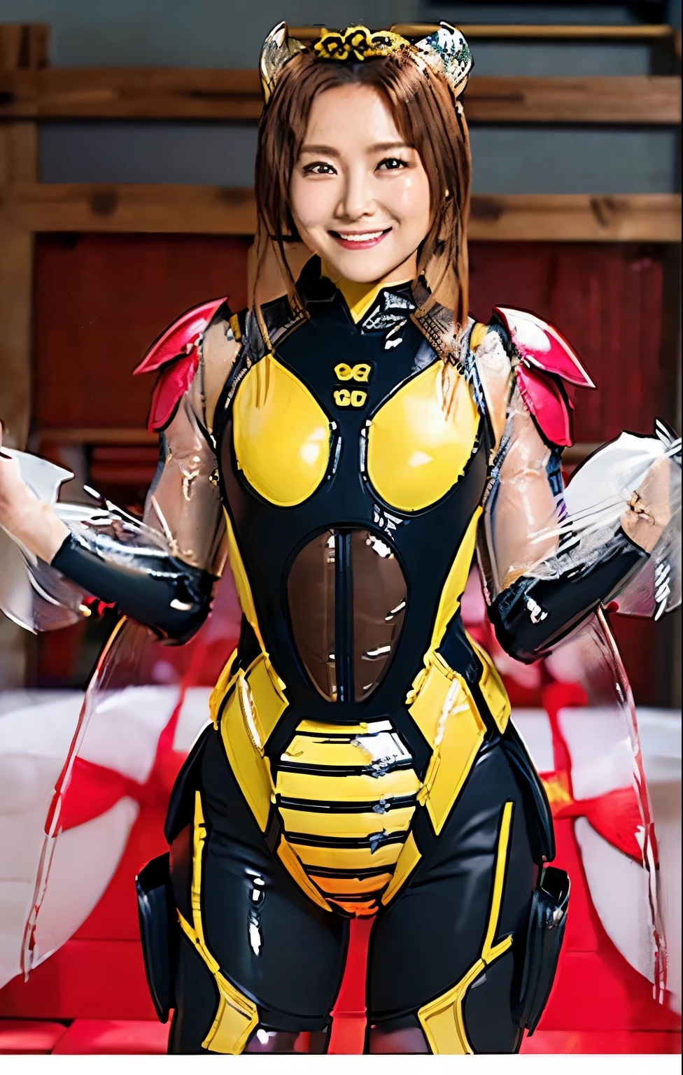 japanese, 80 years old, woman,Crouching woman,Pervert,Long high heels,Full-body golden leotard,Wacky costumes,smile,Barren Land,Open vagina,venereal disease,Brightens the crotch,Phimosis,Erect penis,Sticking out tongue