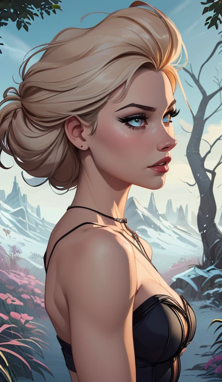 Personagem mulher estilo atompunk Fiona rainha Anna de Arendelle com marcas de guerras Imagem de desenho animado de uma mulher .Ilustra??o estilo desenho animado, estilo de arte dos desenhos animados, estilo de arte dos desenhos animados, digital illustration style, estilo atompunk design de personagens altamente detalhado, arte digital detalhada coragem, Forest fan art, Design de personagens de retrato, beautiful digital illustration, retrato de alta qualidade, Arte em quadrinhos, mulher jovem cabelo com transas lindas . Queen Anna of ArendelleBeautiful lined eyes Medium large bust and wonderful sexy clothes. image expression of sexual desire from waist to head illustration Queen Anne of Arendelle atompunk style Fallout 4 style pose playboy magazine 