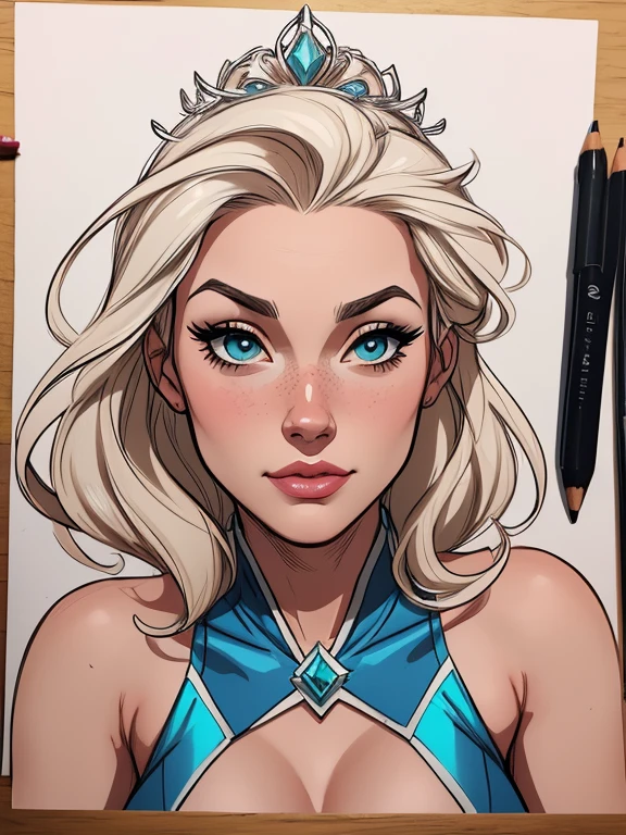 Personagem mulher estilo atompunk Fiona rainha Anna de Arendelle com marcas de guerras Imagem de desenho animado de uma mulher .Ilustra??o estilo desenho animado, estilo de arte dos desenhos animados, estilo de arte dos desenhos animados, digital illustration style, estilo atompunk design de personagens altamente detalhado, arte digital detalhada coragem, Forest fan art, Design de personagens de retrato, beautiful digital illustration, retrato de alta qualidade, Arte em quadrinhos, mulher jovem cabelo com transas lindas . Queen Anna of ArendelleBeautiful lined eyes Medium large bust and wonderful sexy clothes. image expression of sexual desire from waist to head illustration Queen Anne of Arendelle atompunk style Fallout 4 style pose playboy magazine