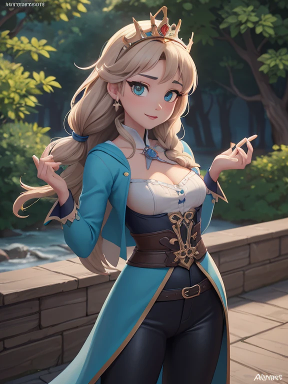 Personagem mulher estilo atompunk Fiona rainha Anna de Arendelle com marcas de guerras Imagem de desenho animado de uma mulher .Ilustra??o estilo desenho animado, estilo de arte dos desenhos animados, estilo de arte dos desenhos animados, digital illustration style, estilo atompunk design de personagens altamente detalhado, arte digital detalhada coragem, Forest fan art, Design de personagens de retrato, beautiful digital illustration, retrato de alta qualidade, Arte em quadrinhos, mulher jovem cabelo com transas lindas . Queen Anna of ArendelleBeautiful lined eyes Medium large bust and wonderful sexy clothes. image expression of sexual desire from waist to head illustration Queen Anne of Arendelle atompunk style Fallout 4 style pose playboy magazine
