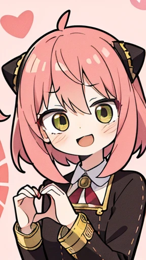 masterpiece, best quality, high resolution,
1 Girl Aniya,happy,short hair,
1 Boy Damian,Eden Academy uniform,Couple,Damian blushes shyly,Anatomically correct。Heart and hands, Heart Mark