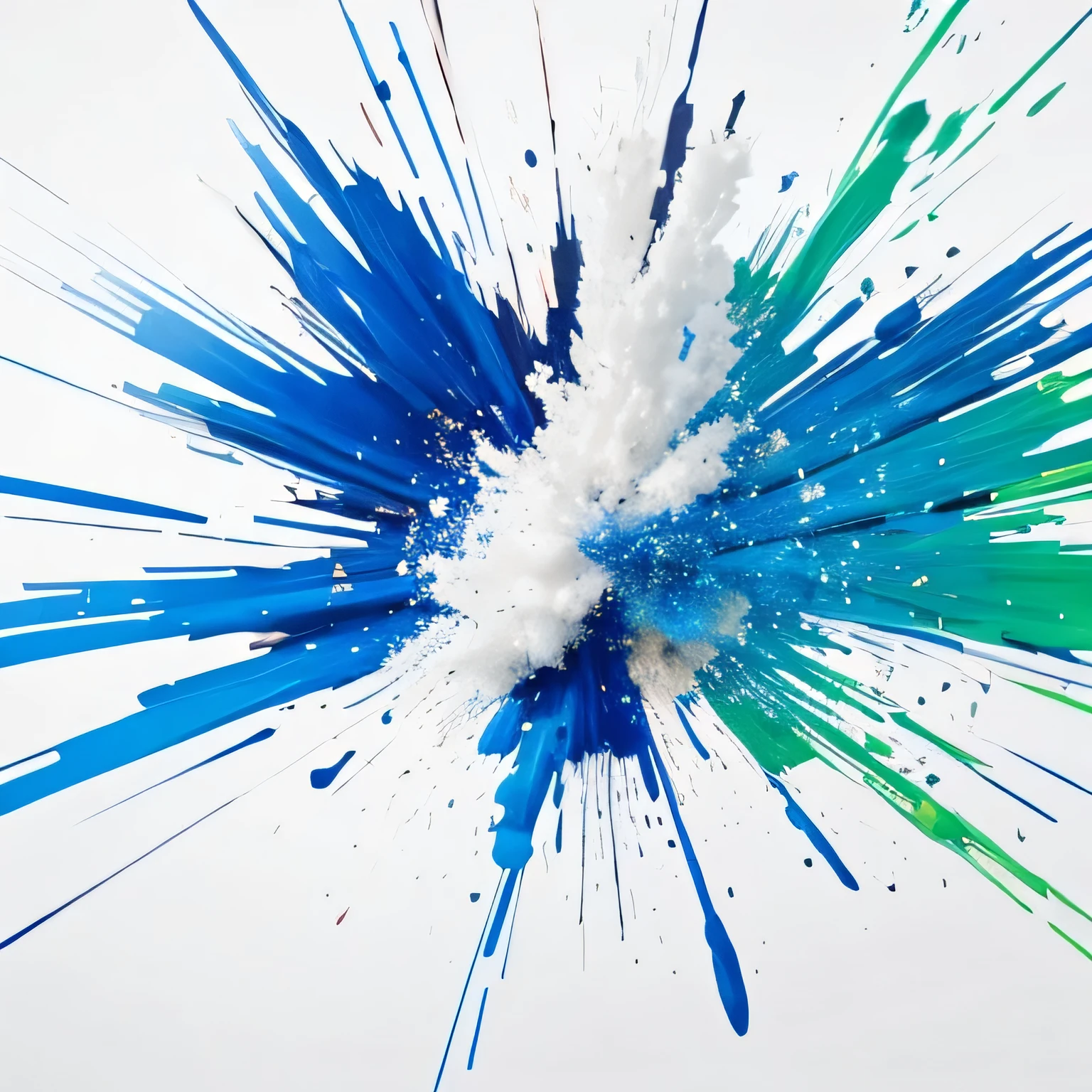 Only one paint exploding and spreading, white background