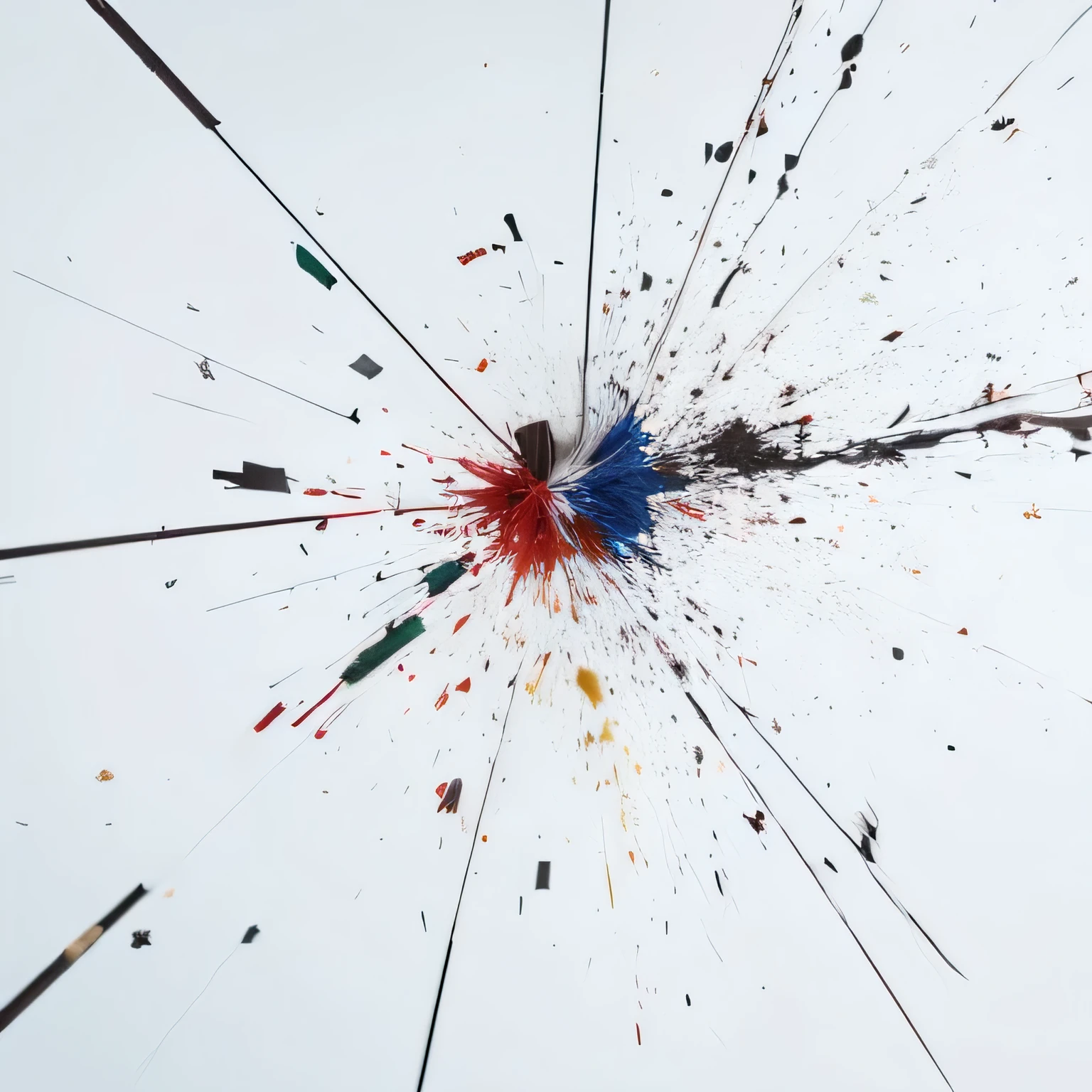 Only one paint exploding and spreading, white background