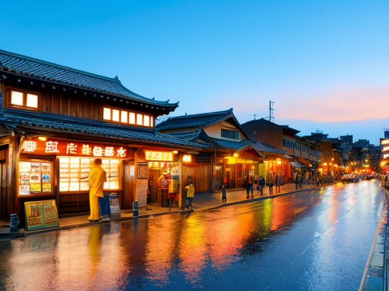 Kawagoe City、Suburban town、empty street、evening、Storehouse architecture、bridge、Old store、shrine、Temple、ragged、Circuit board、complicated、Izakaya、Super detailed、Realistic、tourist、bustling street、超Realistic、high quality、Highest、Super Detail、Crazy Detail 、Very detailed、Photorealistic、A magnificent composition、Highest品質、32k --v 6