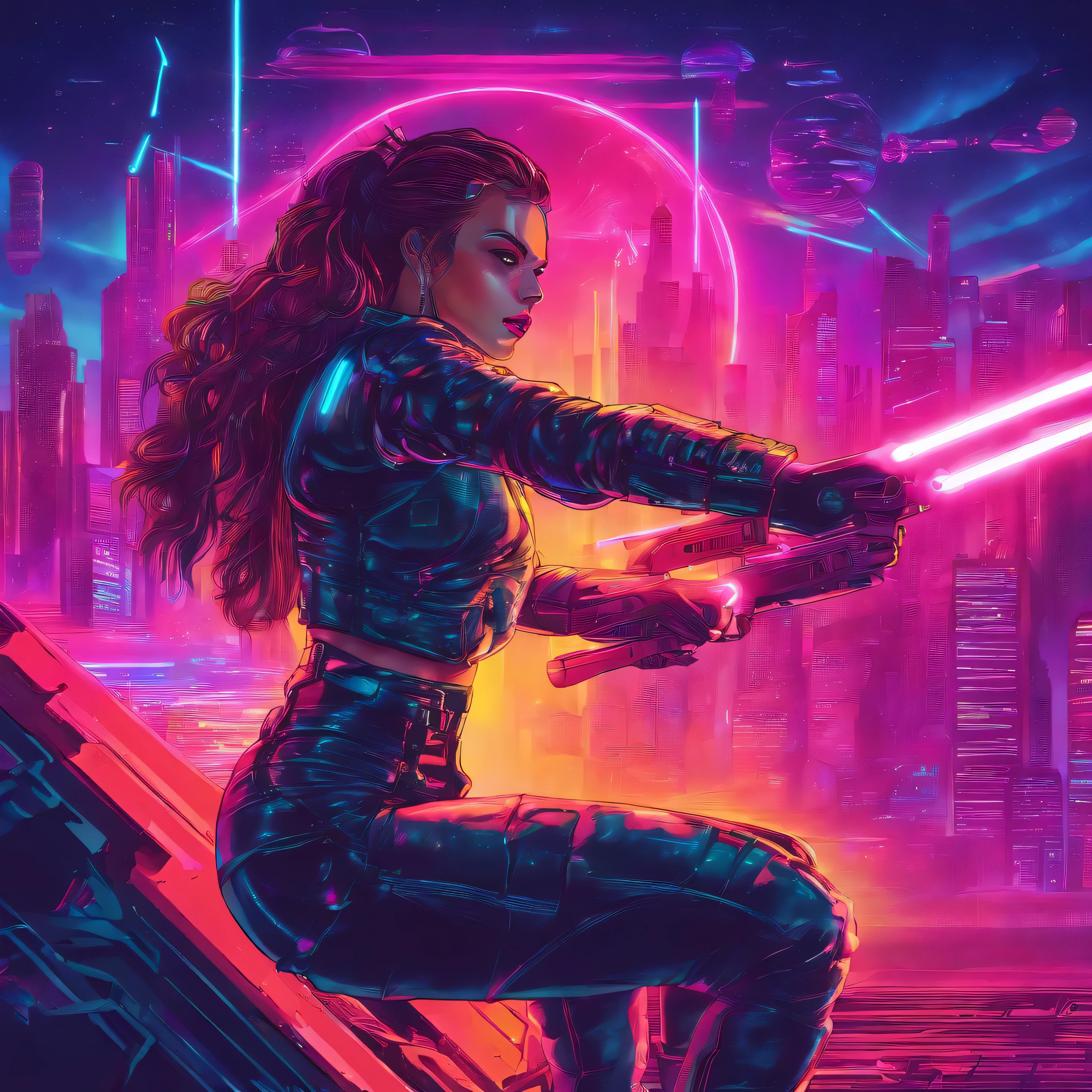 A girl shooting lasers