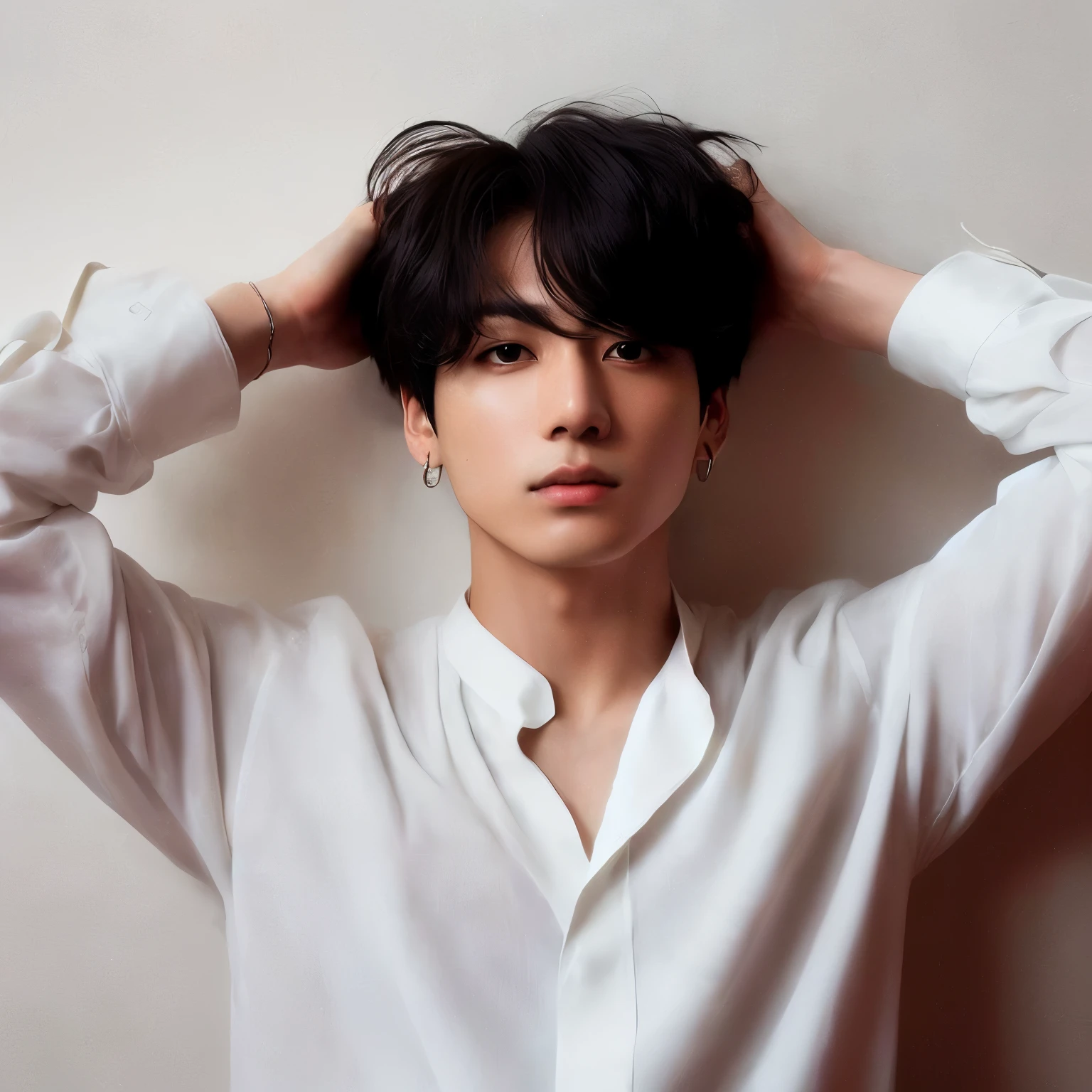 arafed asian man in a white shirt and silver earrings, Jungkook, Yoongi de cabelo preto, hyung tae, Tae June Kim, cai xukun, kpop idol portrait, handsome androgynous prince, Wonbin Lee, Finn Wolfhard, delicate androgynous prince, taken at the beginning of 2020, dez lee, inspirado em Kun Can, Jinyoung Shin