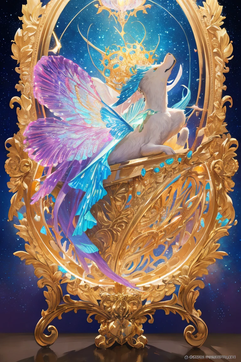 a stunning interpretation of nike high heel shoe sneaker, made of jellyfish, advertsiement, solarpunk, highly detailed and intricate, golden ratio, very colorful, hypermaximalist, ornate, luxury, Gorgeous crystal palace, CG rendering European style, overlooking, fairy tale, rose surround, lighting effect, heavenly, starry sky, super detail, illustration, 4K, unreal engine, ethereal cloud, HD..