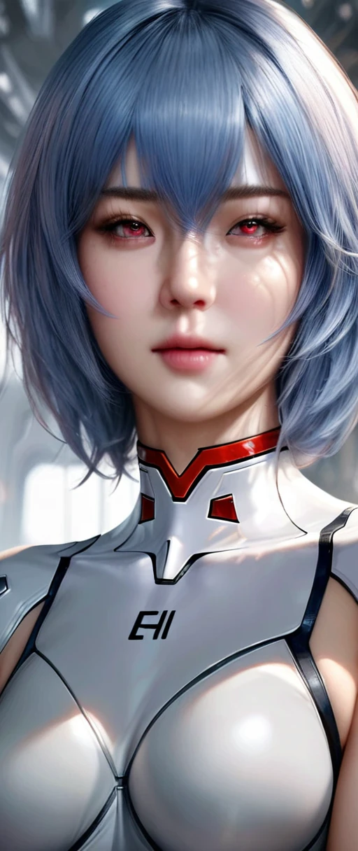 animetoreal,soft light, masterpiece, best quality,high quality,delicate face, realistic,photorealistic,1girl,
Ayanami Rei,white bodysuit,red eyes,pilot suit,short hair,blue hair,bangs,interface headset,turtleneck,hair between eyes