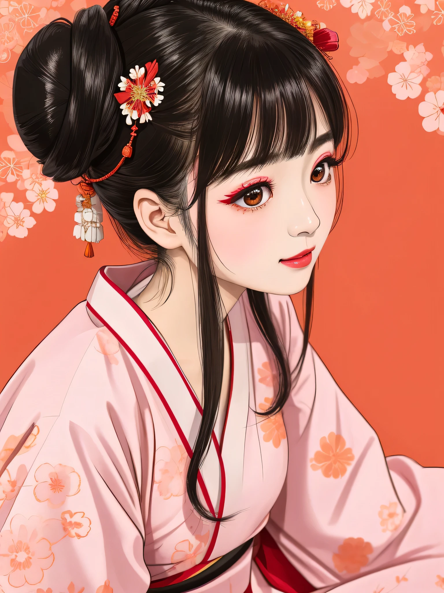 Each has a different expression2People and sisters、(2 girls)、⦅Dancing traditional arts with grace)、((Big Breasts、Small Face、Not exposed))、highest quality、masterpiece、(Black Hair、Bun Hair)、Brown Eyes、⦅Wide angle、Angle from above the waist and diagonally below、Pause on the magazine cover、Their gazes are different, gazing into the distance⦆、(8K High Quality、masterpiece、High resolution、Realistic and beautiful light and shadow、(highest quality)、(High Resolution)、(Very delicate and beautiful)、(Beautiful 8k face)、(With a smile、Beautiful eyes)、(Clear skin)、(Soft hair)、(8Head to Body)、(A Japanese style yukata kimono with red, pink and orange floral patterns on a white background, interspersed with gold powder、Five beautiful Japanese girls wearing yukata)、((Tanabata decoration background))、((Small Face))、(arms up)、Thin and small nose、(Red lipstick)、(Make your cheeks red)、(Glossy skin)、((Ink painting style))、Very thin eyebrows、Overall ultra-high image quality、(She is wearing maiko-style makeup.)、Whitening、Long and beautiful eyelashes、Glowing Skin、(Red cheeks),Straight nose、masterpiece、highest quality、whole body、 Eyebrows visible through hair、Bun Hair、Grin、Gal、Gal、Viewer's Eyes、Plaid、Stylish、woman、fine、Pause、
Waiting to start
