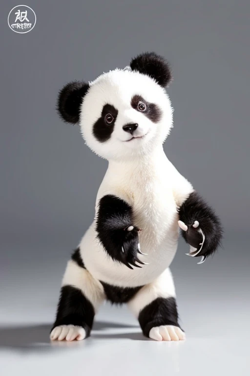 Baby panda on a ball character Short limbs Deformation whole body The background is all white