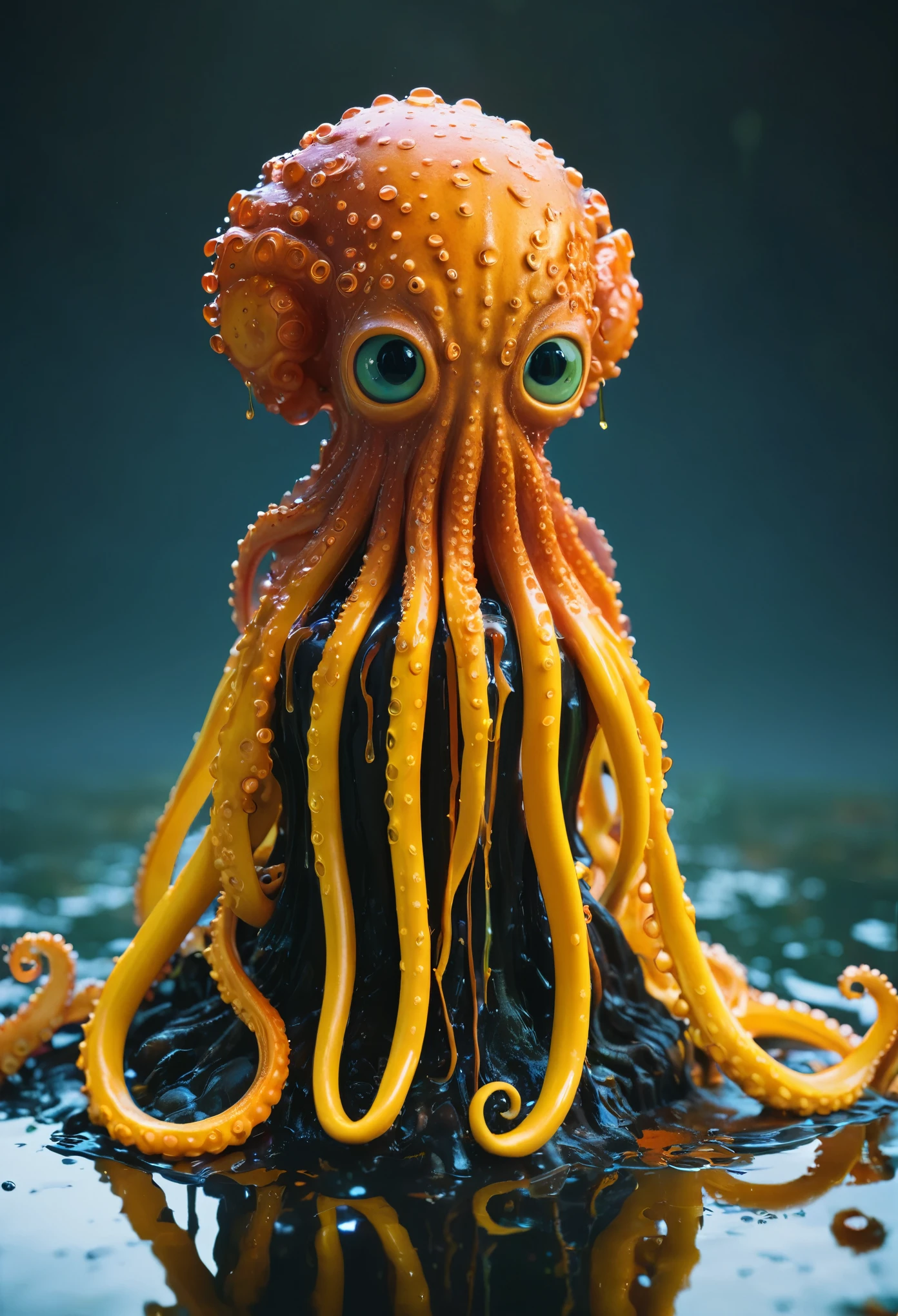 8K, ARTISTIC photogrAphy, best quAlity, mAsterpiece: 1.2), A (potrAit:1.2) witch BLOOD Toon Doll Cthulhu QUEEN, ORANGE many octopus style tentacles, full body RAW candid cinema, yellow hair, 16mm, color graded portra 400 film, remarkable color, ultra realistic, sad admosphere, dark lighting, oppressive atmosphere, depressive colors, kodak portra 400, photograph,r, Natural Light, Pinhead lighgts, blur reflection, Brush Strokes, Smooth, abstract, Splatter, Oil On Canvas, rainbow colors, fractal isometrics details bioluminescens : a stunning realistic photograph of wet bone structure, 3d render, octane render, intricately detailed, titanium decorative headdress, cinematic, trending on artstation | Isometric | Centered