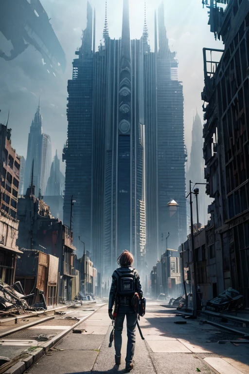 highest quality、A ruined futuristic city、dim、Surrealism